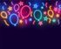 Balloons Stars and Confetti Celebration Neon Sign