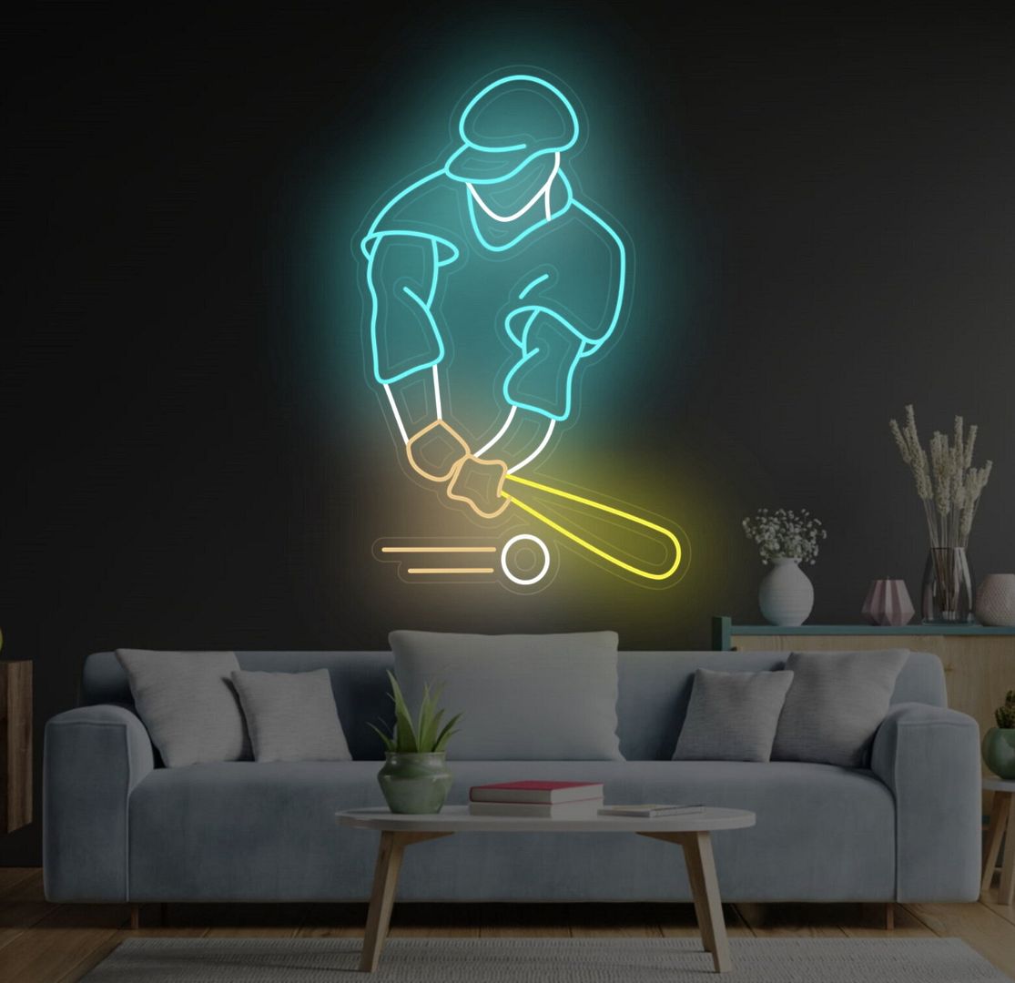 Custom Led Baseball Sign Custom Made Neon Signs, Baseball Player Neon Sign, LED Business Sign – AOOS
