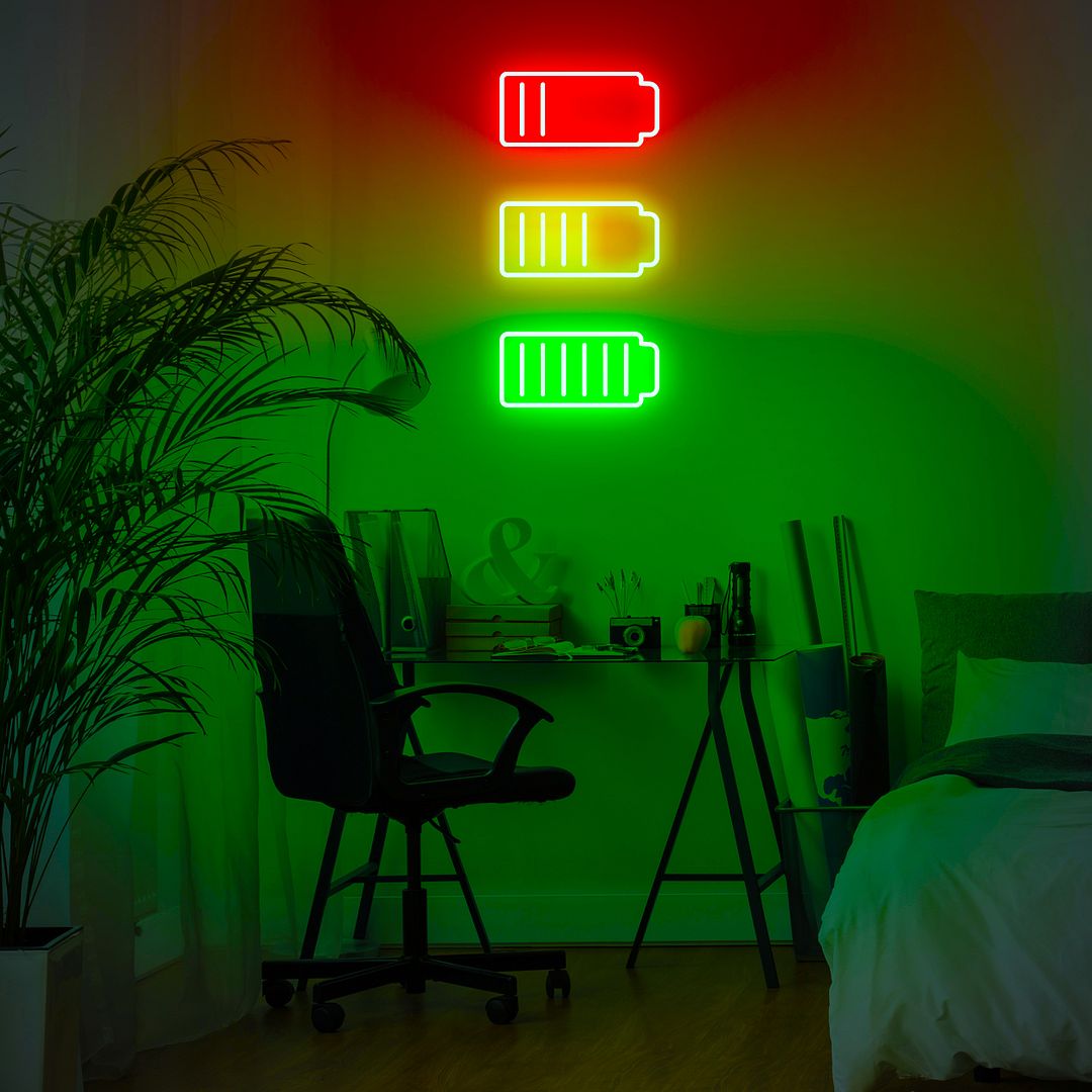Battery Sign Led Custom Made Neon Signs, Charging Battery Neon Sign, LED Business Sign ...