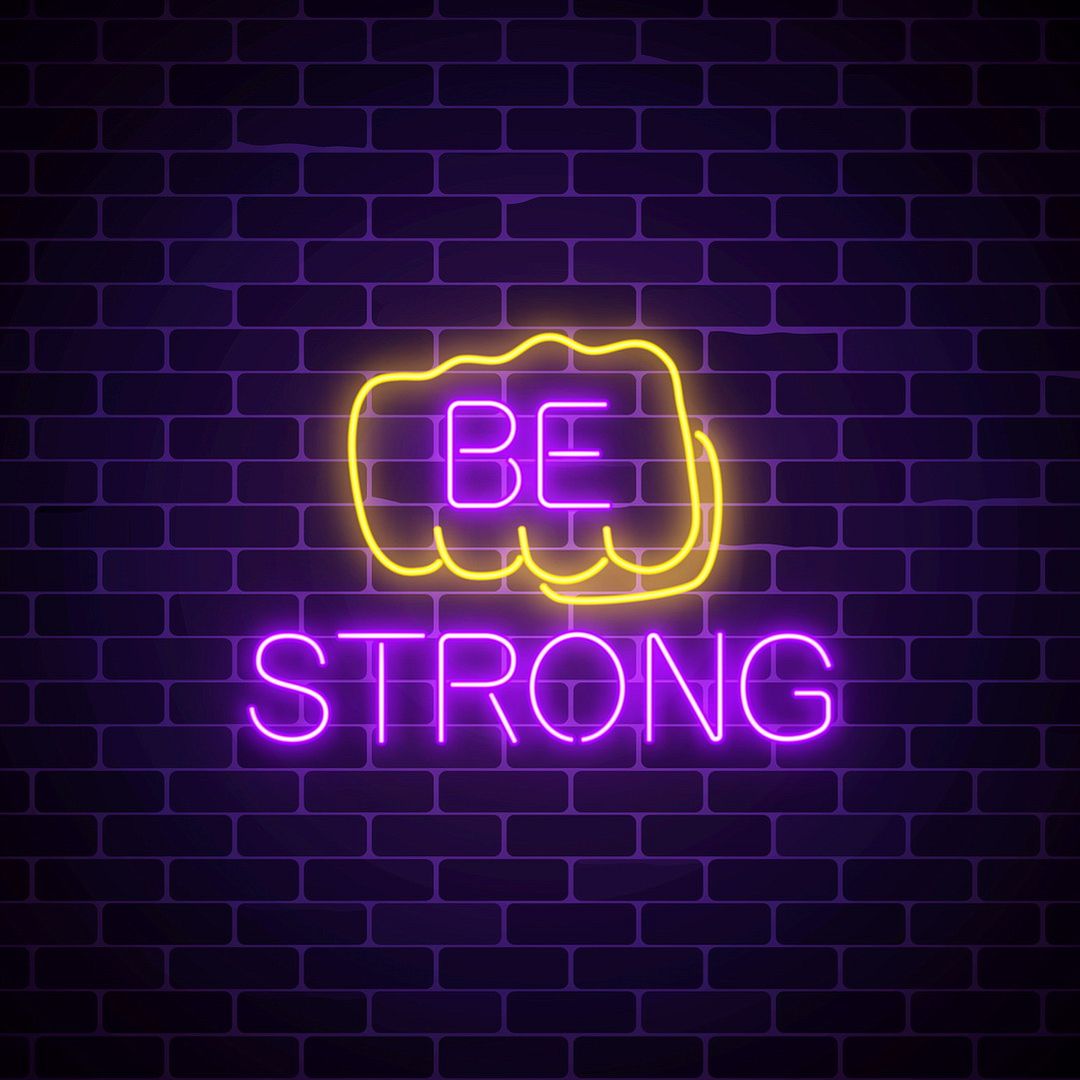 Be Strong Human Fist with Wish Neon Sign