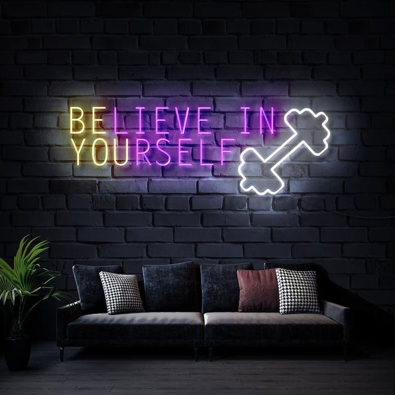 Believe in Yourself Gym Weight Neon Sign