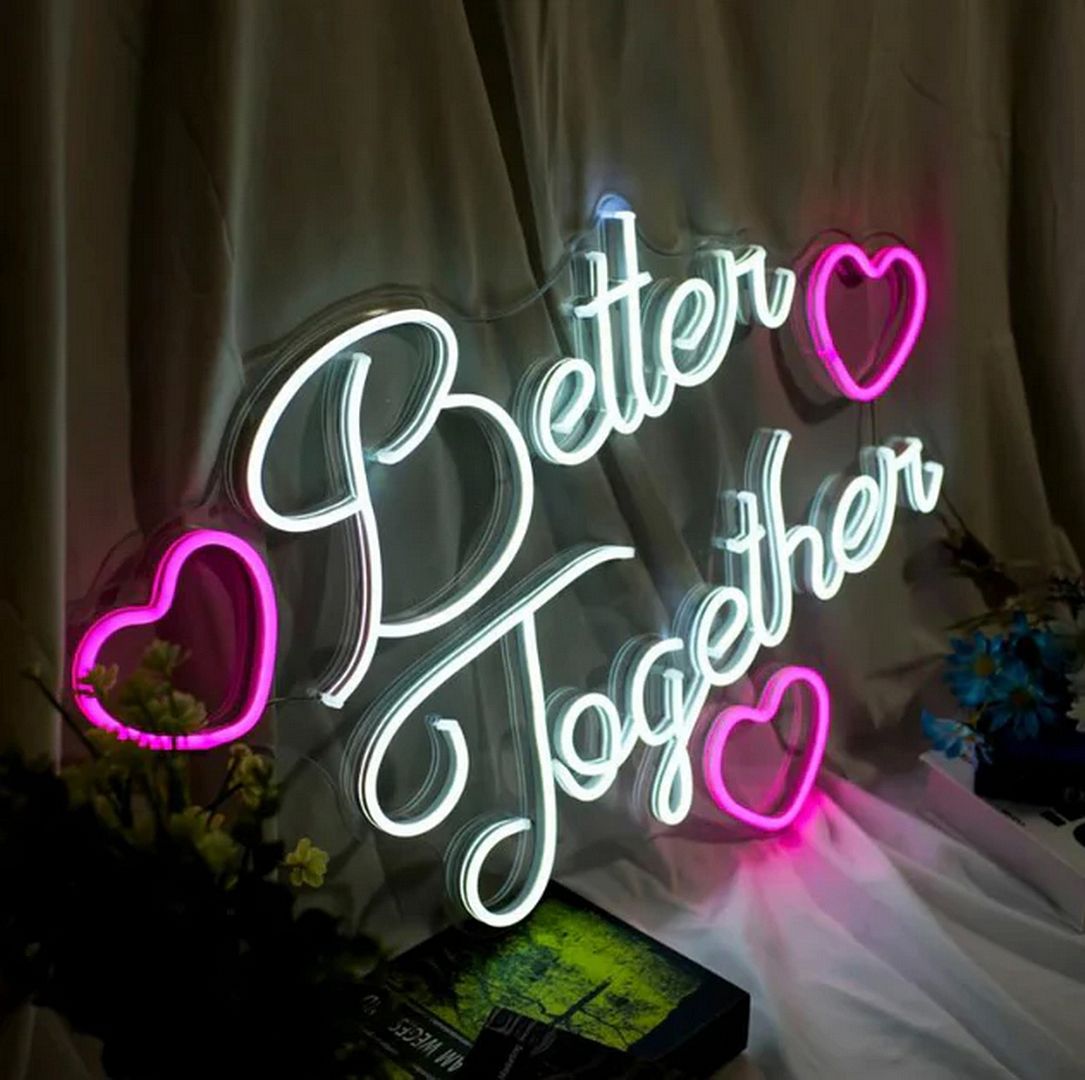 Better Together with Hearts Neon Sign