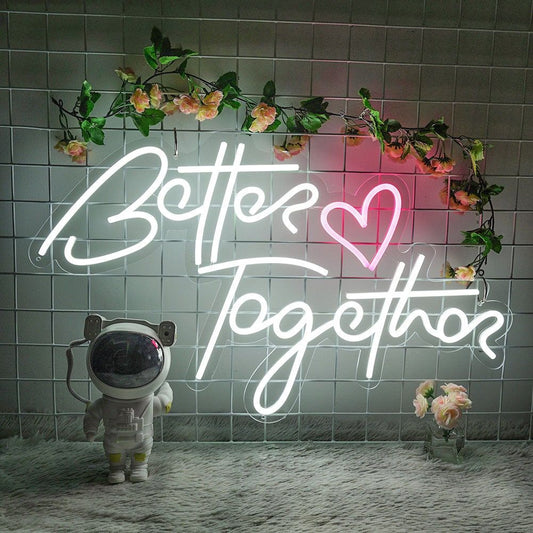 Better Together with Hearts Neon Sign