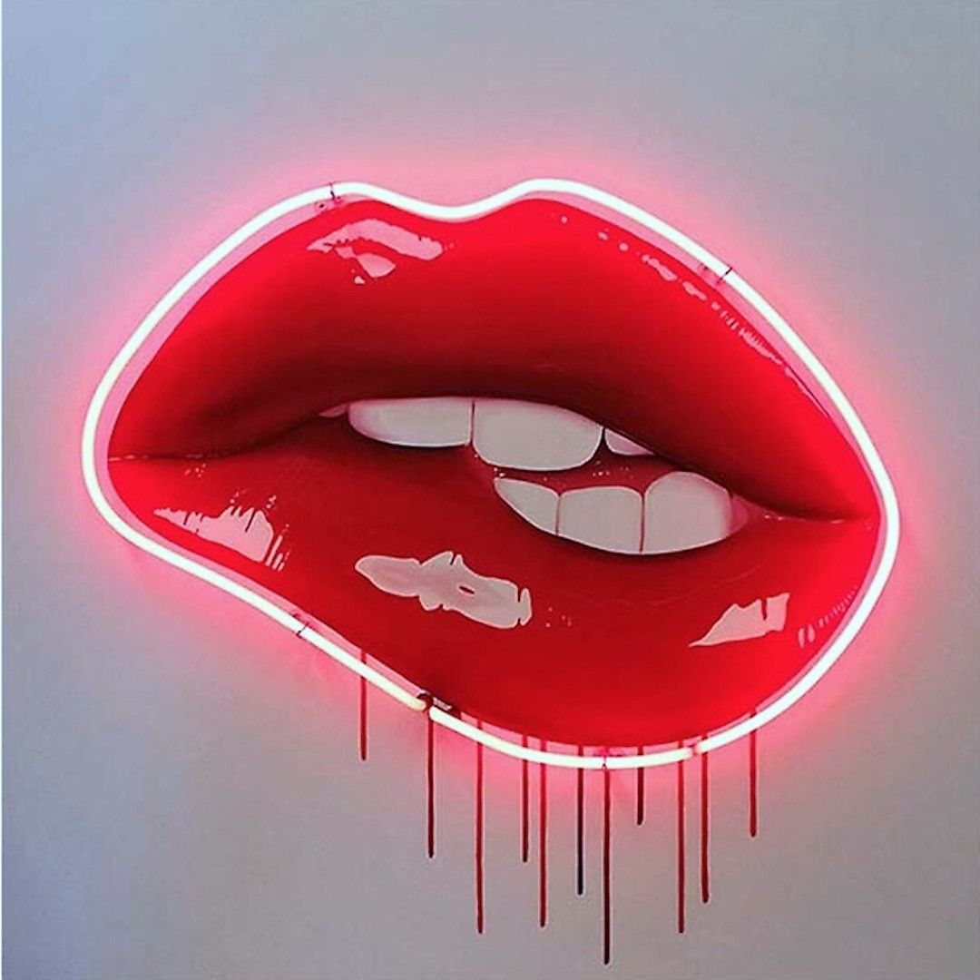Lip Biting Neon Sign