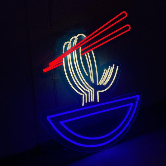 Bowl of Noodles and Chopsticks Neon Sign