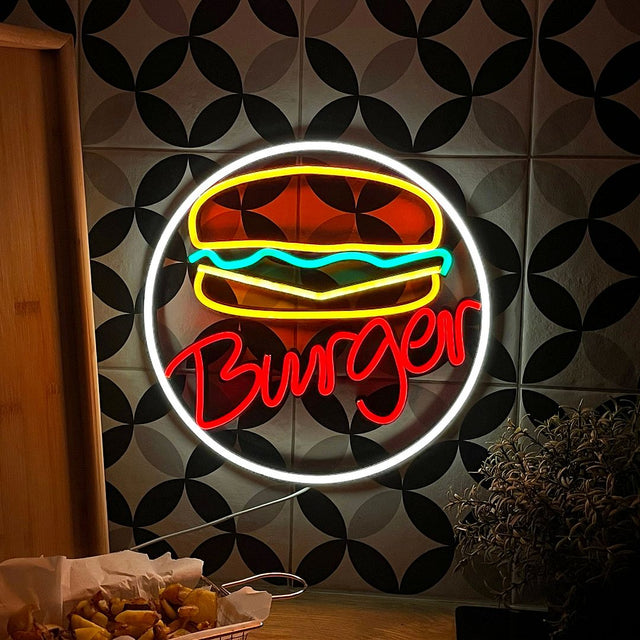 Burger LED Neon Sign for Business light up sign
