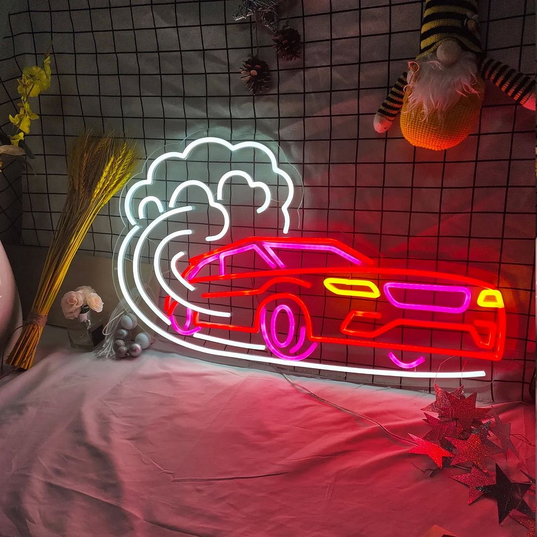 Car Increasing Speed Neon Sign