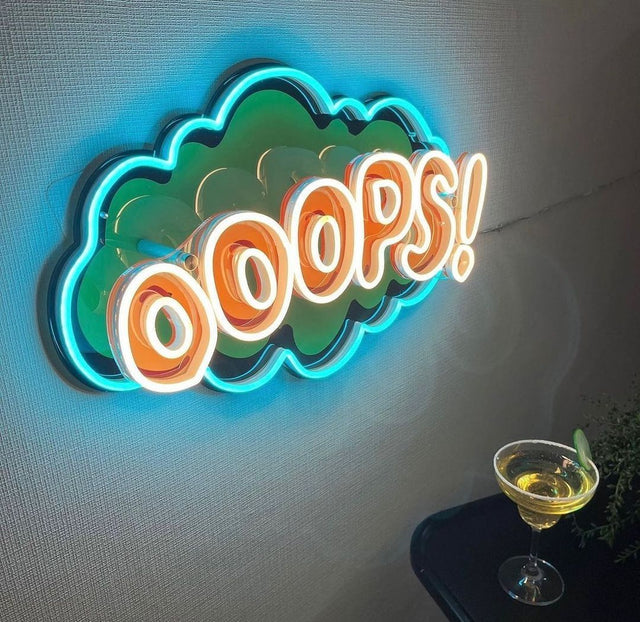Cartoon Speech Bubble Ooops LED Neon Sign for Bar light up sign