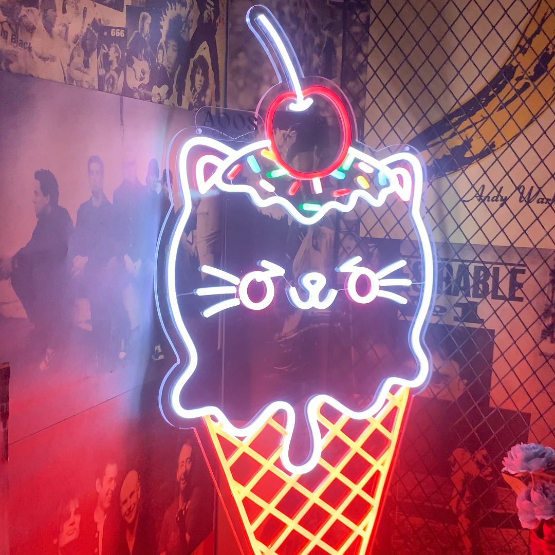 Cat Shaped Ice Cream Neon Sign