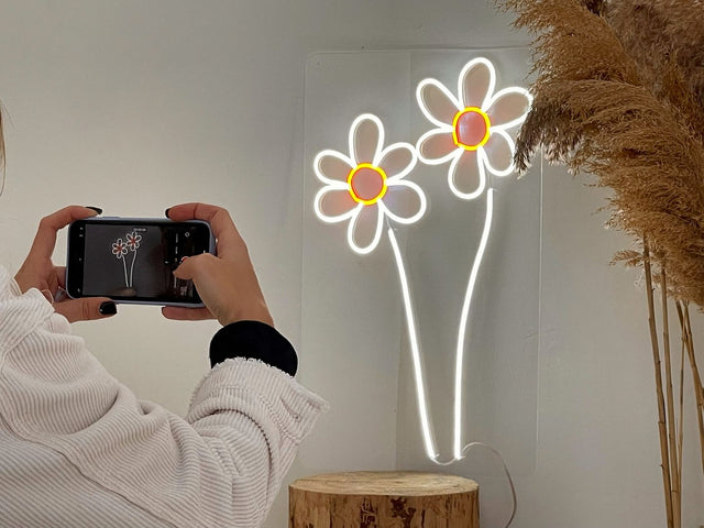 Chamomile Flower LED Neon Sign for Photo Booth light up sign