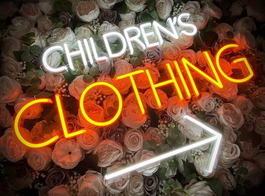 Children's Clothing Arrow Neon Signs, Neon Lights, LED Neon Signs for Room, Bars Light Up Signs, Cool Neon Light Signs, Neon Wall Lights