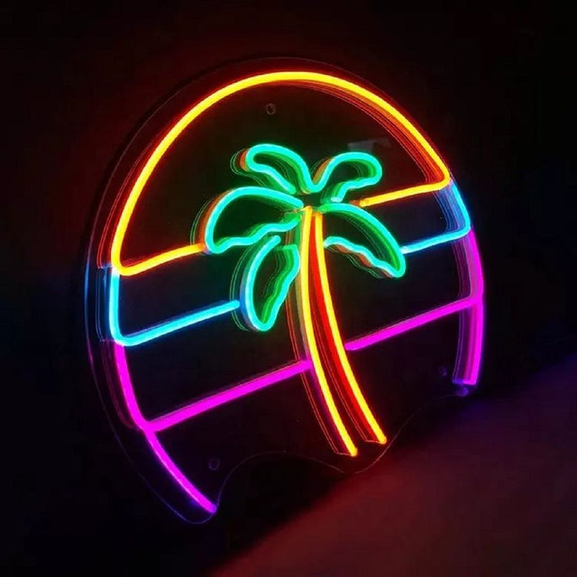 Palm Tree Rainbow LED Neon Sign for Bar light up sign