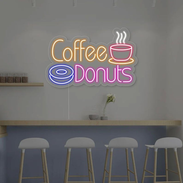 Coffee Donuts LED Neon Sign for Bar light up sign