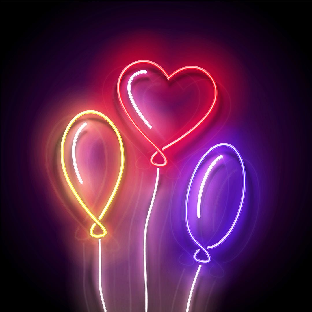 Colored Love Heart balloons Neon