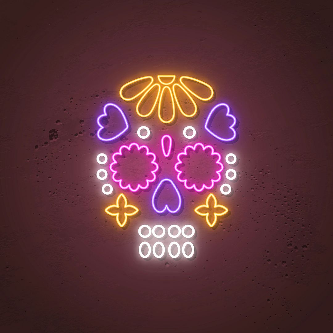 Colorful Skull Neon Sign