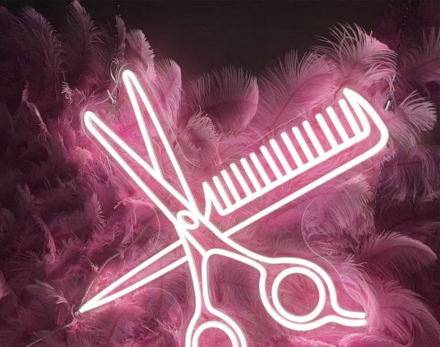 Comb and Scissors LED Neon Sign for Salon light up sign