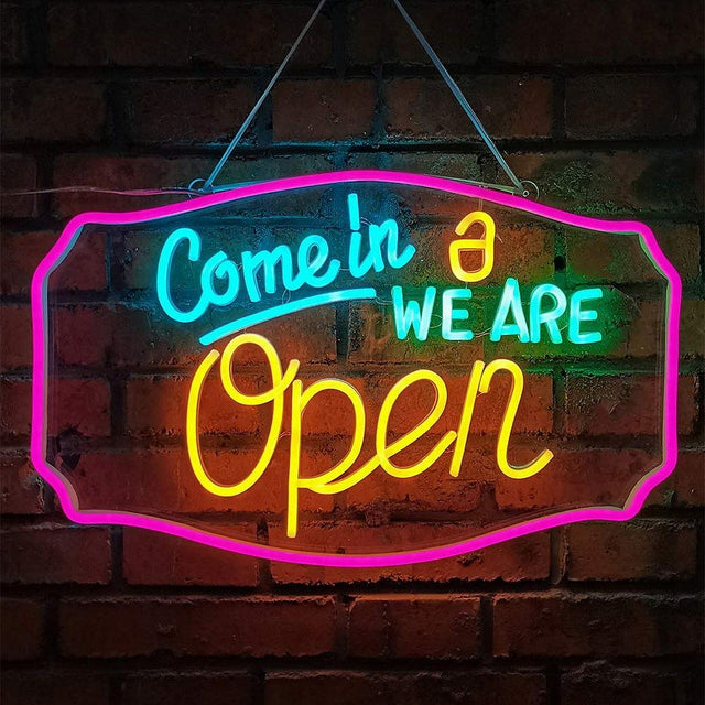 Come in We Are Open LED Neon Sign for Storefront light up sign