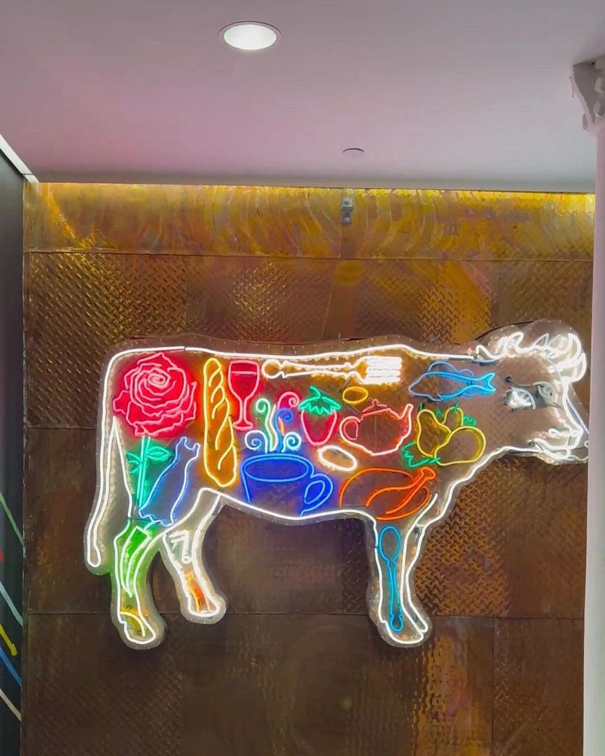 Cow Foods Restaurant Neon Sign