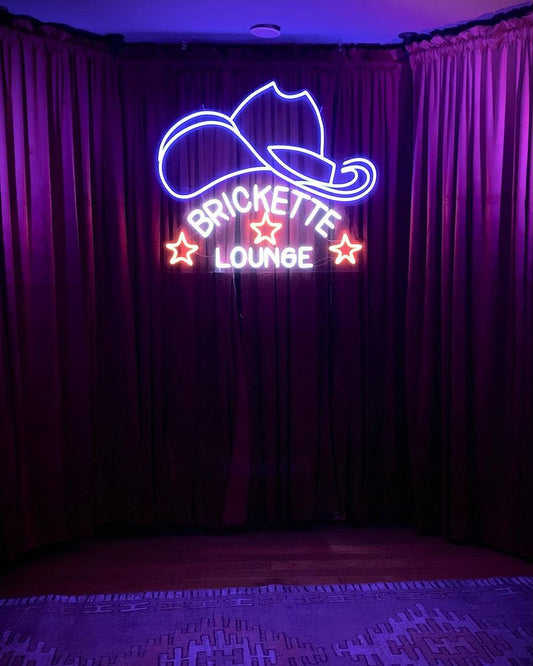 Cowboy Hat Brickette lounge Neon Sign