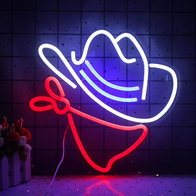 Cowboy Hat and Bandanna LED Neon Sign for Bar light up sign