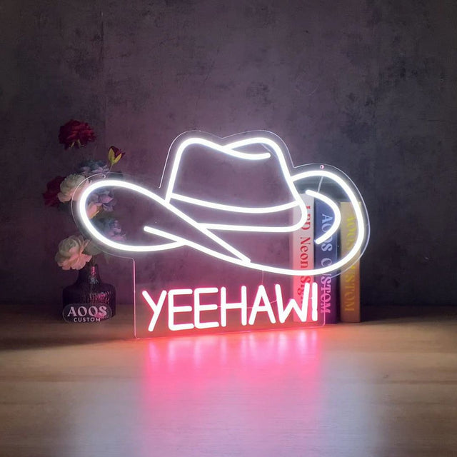 Cowboy Hat Yeehaw LED Neon Sign light up sign