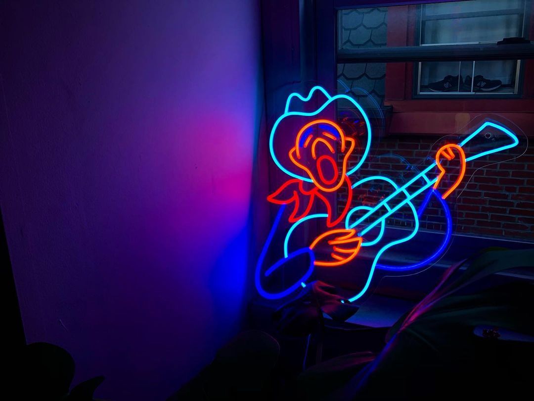 Cowboy with Guitar Neon Sign