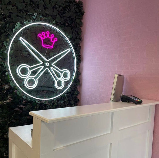 Crown Scissors Neon Sign