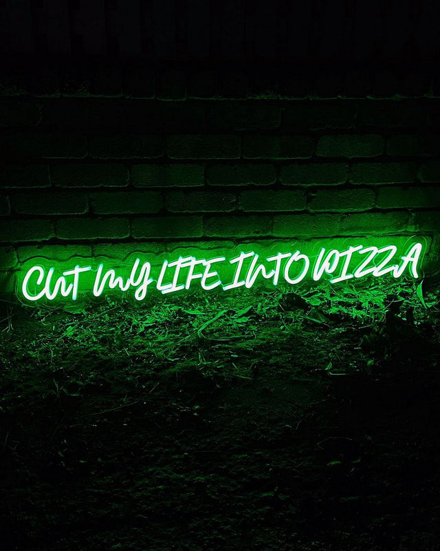 Cut My Life Into Pizza LED Neon Sign for Bar light up sign