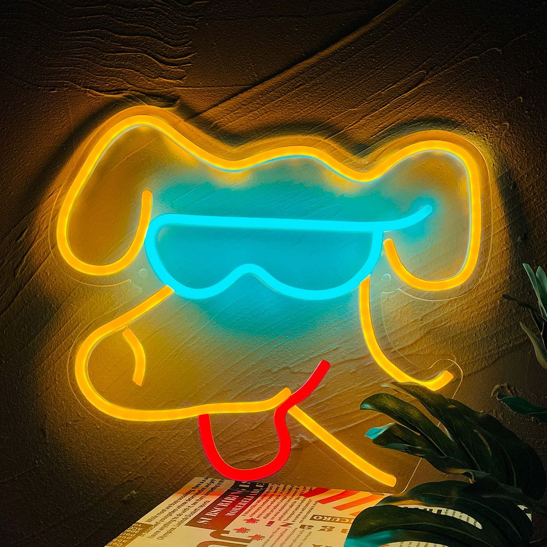 Cute Glasses Dog Neon Sign