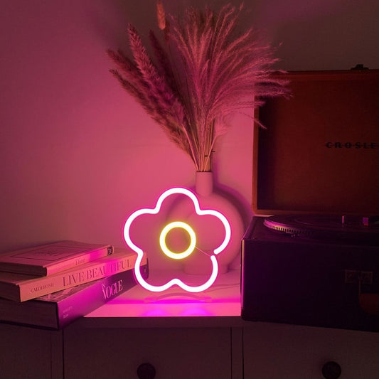Daisy Flower Neon Signs, Neon Lights, LED Neon Signs for Room, Bars Light Up Signs, Cool Neon Light Signs, Neon Wall Lights