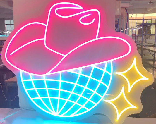 Disco Ball Neon Light Cowgirl Disco Neon Sign