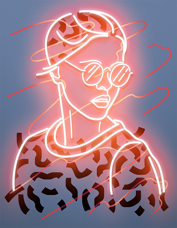 Disco Girl with Glasses Wall Art Neon Sign