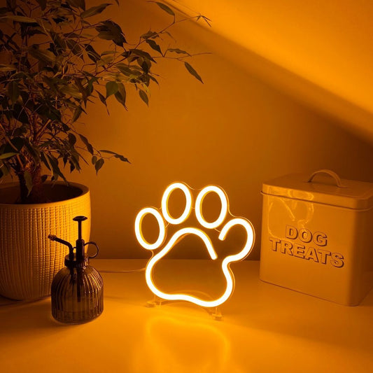 Dog Paw Animal Neon Signs, Neon Lights, LED Neon Signs for Room, Bars Light Up Signs, Cool Neon Light Signs, Neon Wall Lights