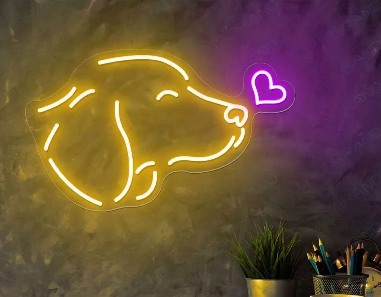 Dog With Heart Neon Sign