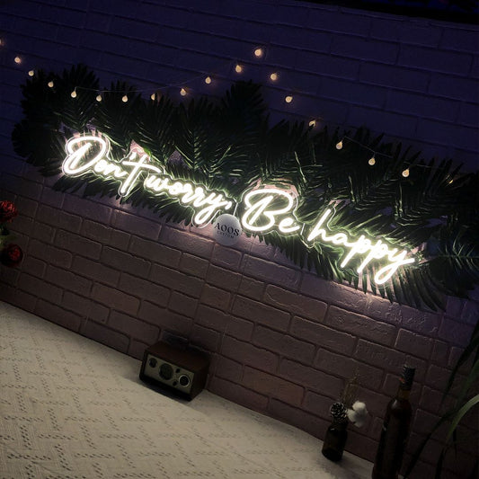 Don't Worry, Be Happy Neon Signs, Plug-in or Battery Powered Neon Lights