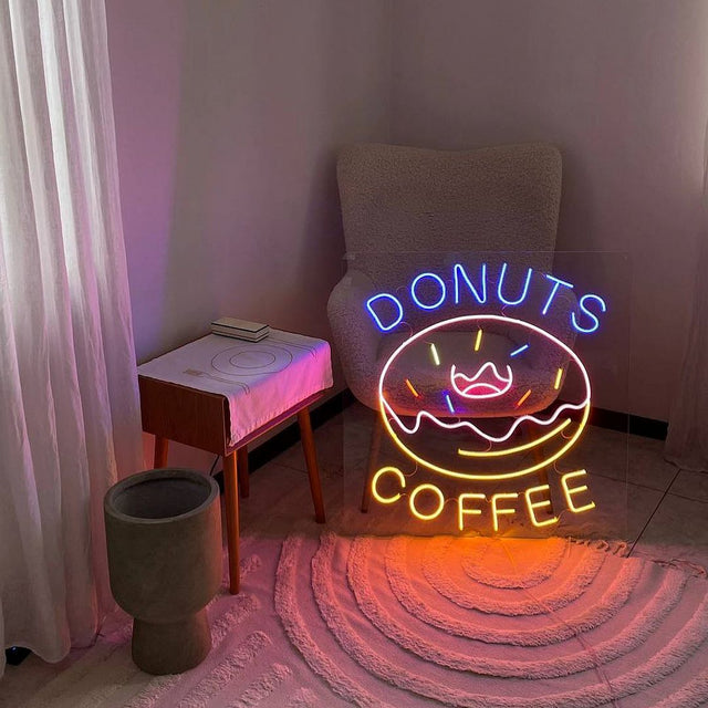 Donuts Coffee LED Neon Sign for Bar light up sign