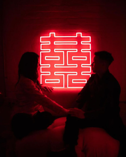 Double Happiness Chinese Character Neon Sign