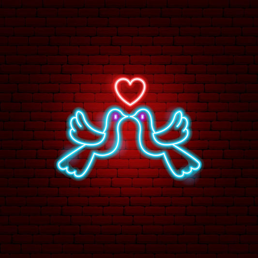 Dove Couple Wedding Neon Sign