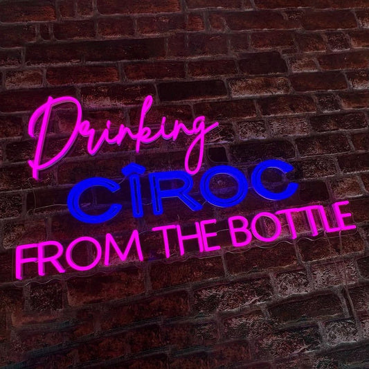Drinking Ciroc From The Bottle Neon Signs, Neon Lights, LED Neon Signs for Room, Bars Light Up Signs, Cool Neon Light Signs, Neon Wall Lights