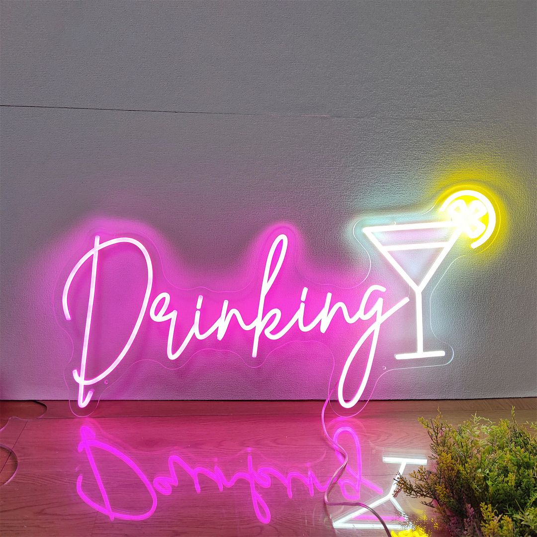 Drinking Cocktail Bar Neon Sign