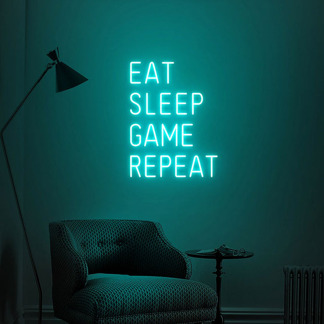 Eat Sleep Game Repeat LED Neon Sign for Man Cave light up sign