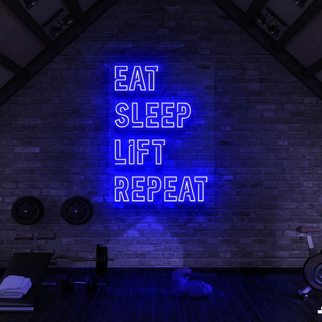 Eat Sleep Lift Repeat LED Neon Sign for Storefront light up sign