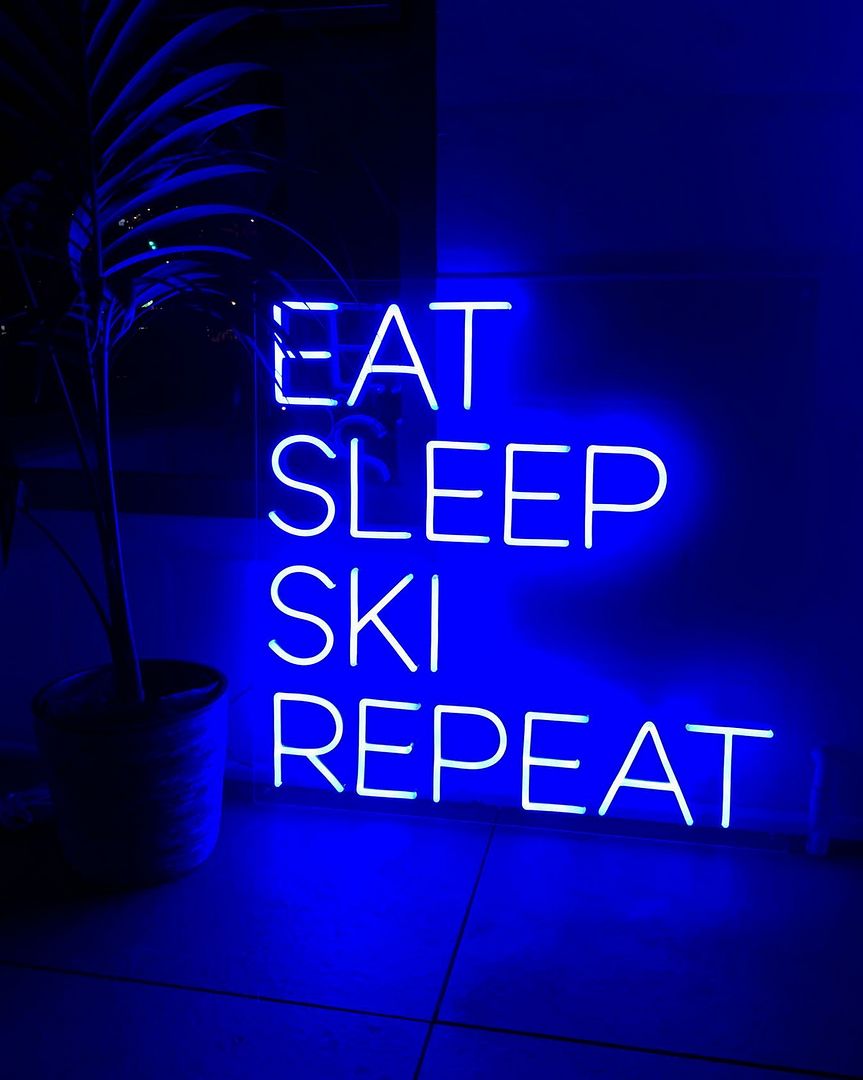Eat Sleep Ski Repeat Neon Sign