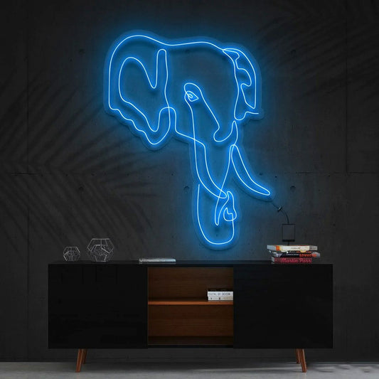 Elephant Line Art Neon Sign