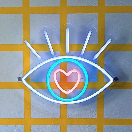 Eye with Heart Neon Signs, Neon Lights, LED Neon Signs for Room, Bars Light Up Signs, Cool Neon Light Signs, Neon Wall Lights