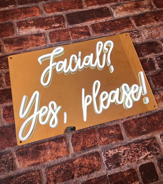Facial Yes Please! Neon Signs, Neon Lights, LED Neon Signs for Room, Bars Light Up Signs, Cool Neon Light Signs, Neon Wall Lights