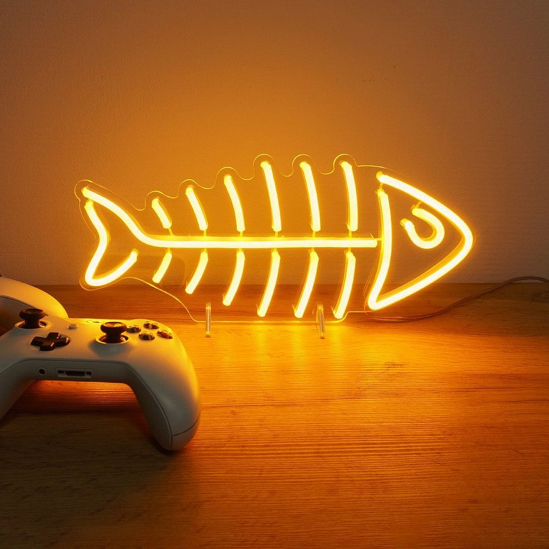 Custom Made Neon Signs, Fish Skeleton Neon Sign, LED Business Sign – AOOS