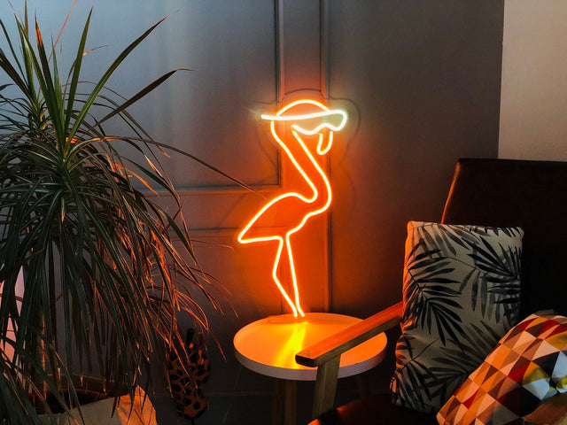 Flamingo With Glasses LED Neon Sign for Bar light up sign