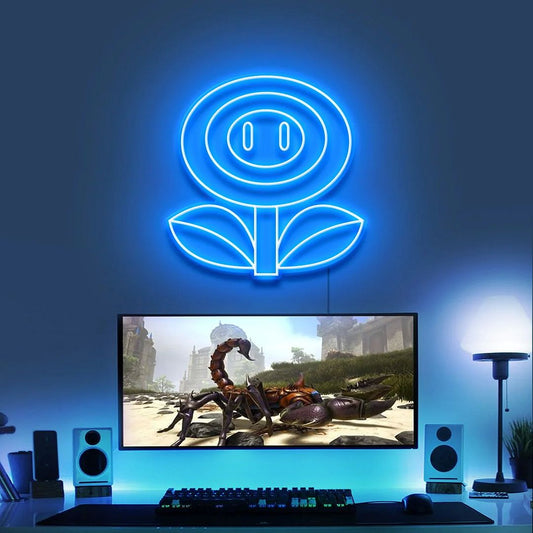 Flower Power Gaming Neon Sign