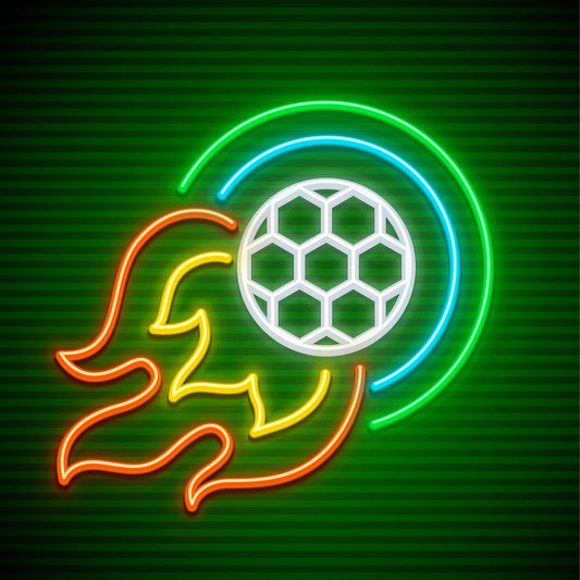 Football Ball Flying and Burn Neon Sign